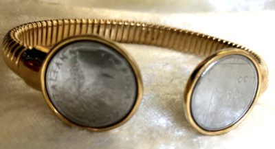 ITALIENISCHES SILBER 100 LIRE MÜNZMANSCHETTE, 18K VERKLEIDET STERLINGSILBER, DURCHSCHNITTLICH (M4058-23)