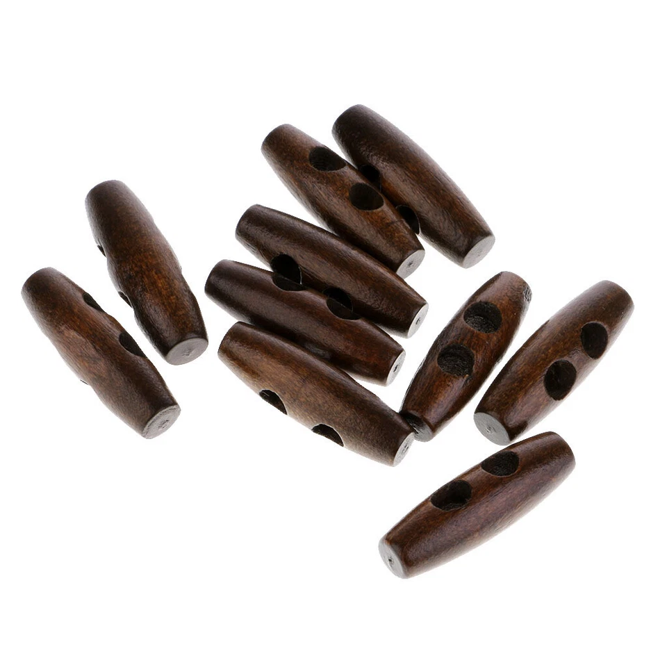 100pcs Vintage Style Wooden Toggle Buttons for Cloth Sewing Accessories - Image 2 of 4