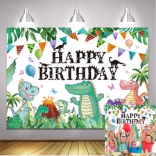 Cartoon Dinosaur Happy Birthday Backdrop Children Boys Birthday Party Decoration