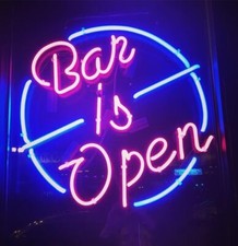 Bar Is Open 20"x16" Neon Light Sign Lamp Beer Pub Club Real Glass Display Decor