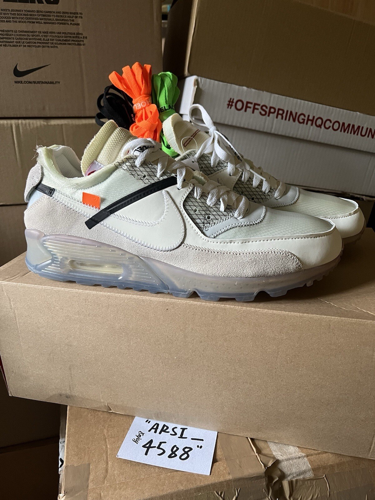 NUOVO Off White x Nike Air Max 90 "The Ten" UK 11 AA7293 100