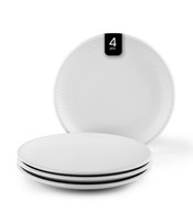 Speiseteller 4Er Set Teller Essteller Steingut Weiß ReliefpräGung Ø 27 Cm