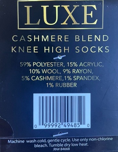 2 Pairs Women Luxe Cashmere Blend Knee High Socks Shoe Size 6-11 Very Nice! - Picture 4 of 17