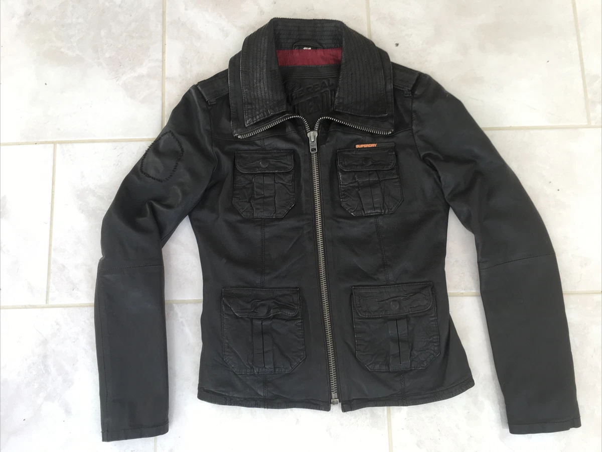 Ladies superdry leather clearance jacket