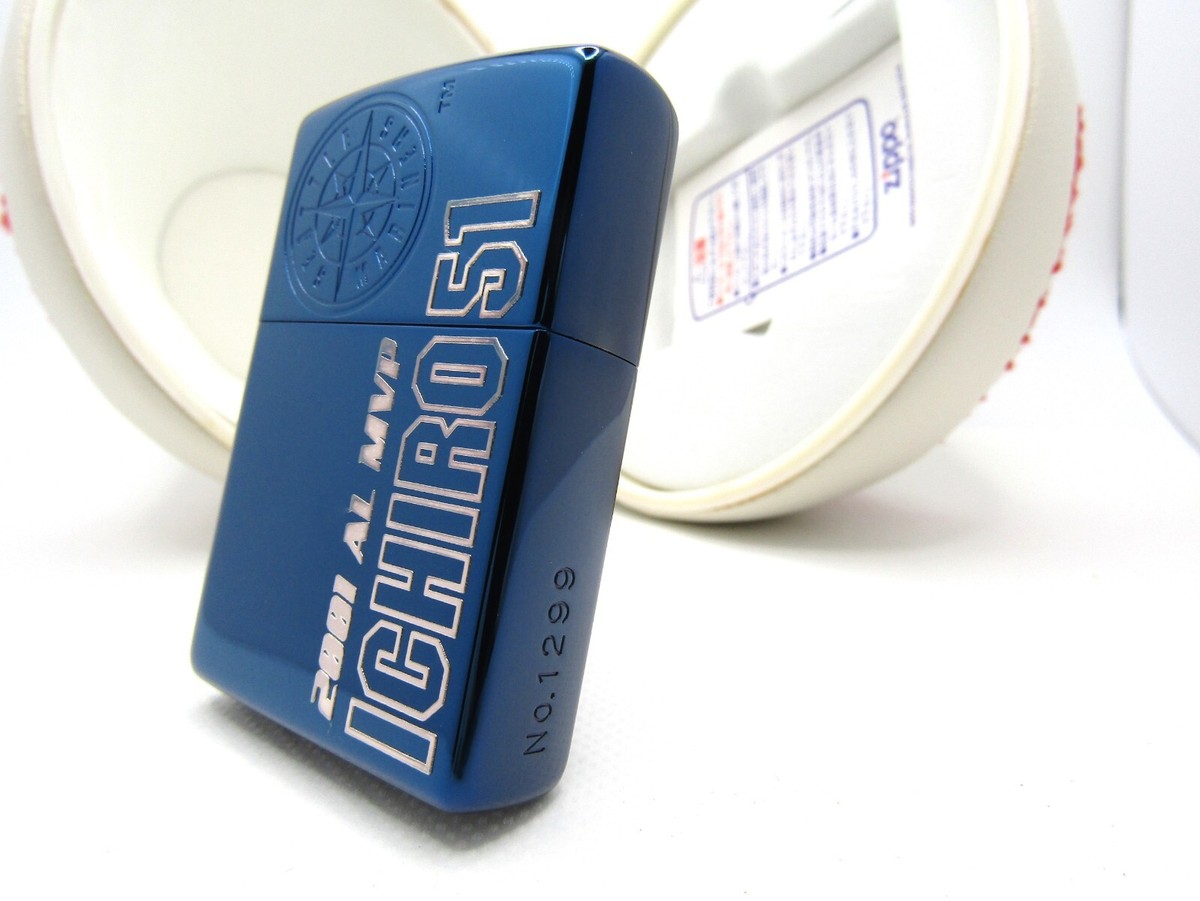 ICHIRO × ZIPPO Seattle Mariners 51 Ichiro Limited Blue Titanium ZIPPO 2001 MIB