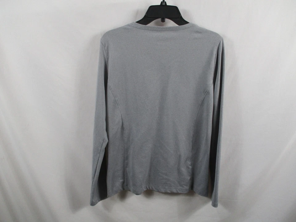 BCG Mujer Camisa Grande Gris Manga Larga Cuello en V Pullover Atlético Poliéster Foto 4 de 4