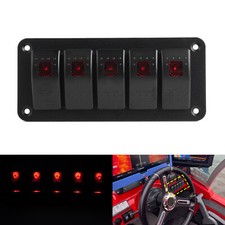 5 Gang LED Light Switch Control Panel Red 12V 24V Car Marine Boat RV Waterproof
