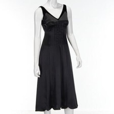 Vera Wang Sleeveless Deep V Black Silk Dress Women's Size 2