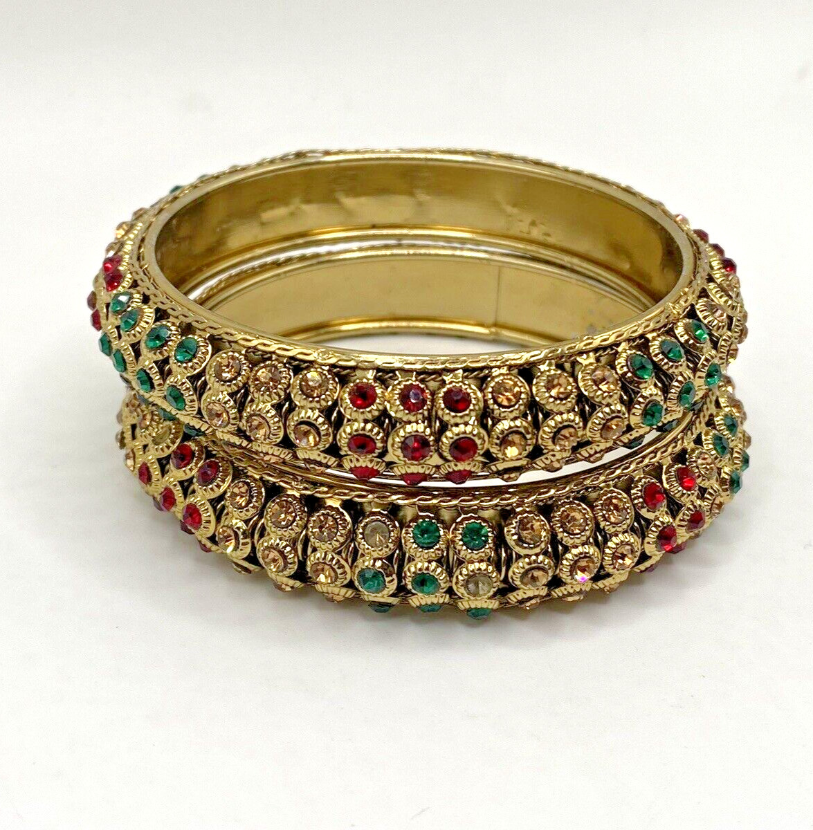 Vintage Statement Bangle Bracelet Set Multicolore… - image 1