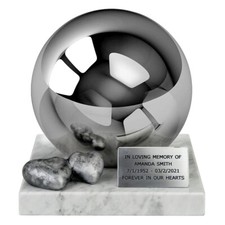 One-of-a-kind premium Adult Cremation Urn for Ashes, Stainless Steel Sphere Urn
