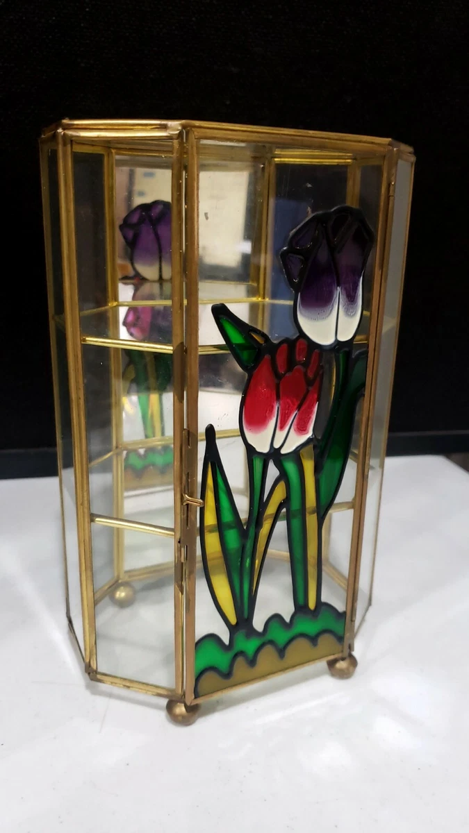 Stained glass on sale curio cabinet