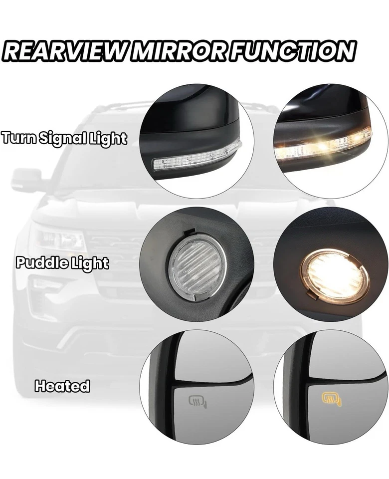 Espejo retrovisor lateral izquierdo Ford Explorer 2011 2015 señal de calor charco luz nuevo EE. UU. Foto 4 de 4