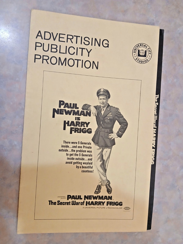 1969 SECRET WAR OF HARRY FRIGG W/ PAUL NEWMAN- WAR COMEDY PRESSBOOK.
