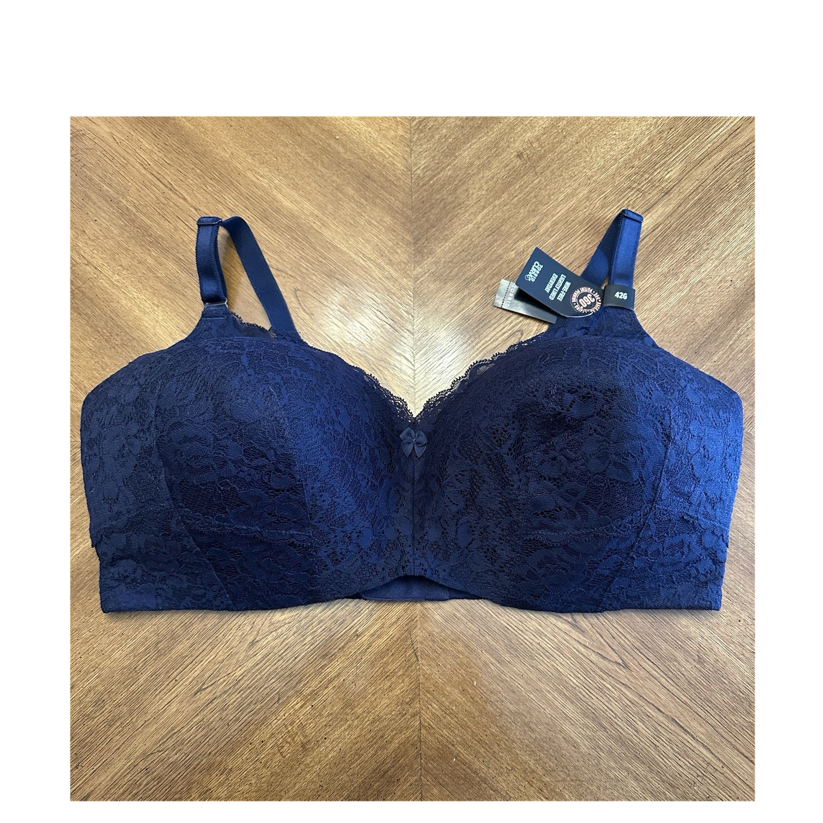 Torrid Curve 360 Wire-Free Lightly Lined Lace Bra Navy Blue Floral 42G, New
