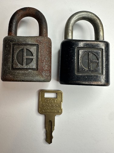 VINTAGE CATERPILLAR TRACTOR CO. PADLOCKS W/ORIGINAL BRASS 5P8500 