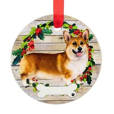 E  S Imports 3.50in Ceramic Welsh Corgi Ornament, Ceramic, Dog Puppy Ribbon
