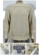 J Crew Sweater Mens Small Cream Roll Neck Outdoor Fisherman Chunky Gorpcore EUC