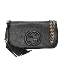 GUCCI Black Gold Hardware SOHO Tassel Chain Bag Crossbody Bag P245927986