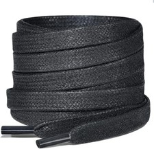 Black Flat Waxed Replacement Shoe Laces Mens Womens Work Casual Boot Dress