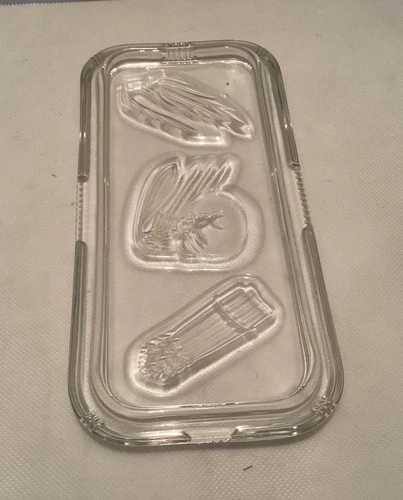 Vintage Glass Freezer Dish Lid with Embossed Veggies