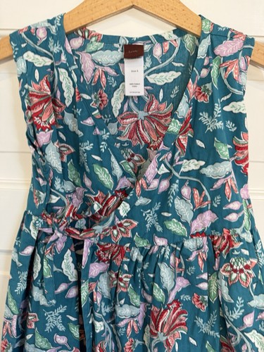 Tea Girl's 5 Floral Summer Full Sweep Wrap Dress Multi-color Cotton Pristine - Picture 3 of 12