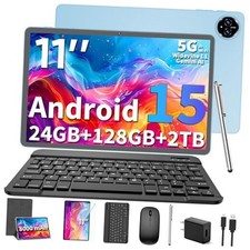 2025 Upgraded Android 15 Tablet, 11 inch Tablets with Keyboard, Silver