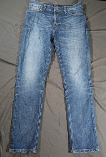 Nudie Jeans Brute Knut 31x30 Dakota Blue Men’s 100% Organic Jeans Whiskering 