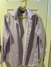Tommy Hilfiger TH Flex Slim Fit Stretch Purple Solid Dress Shirt M 15 32/33