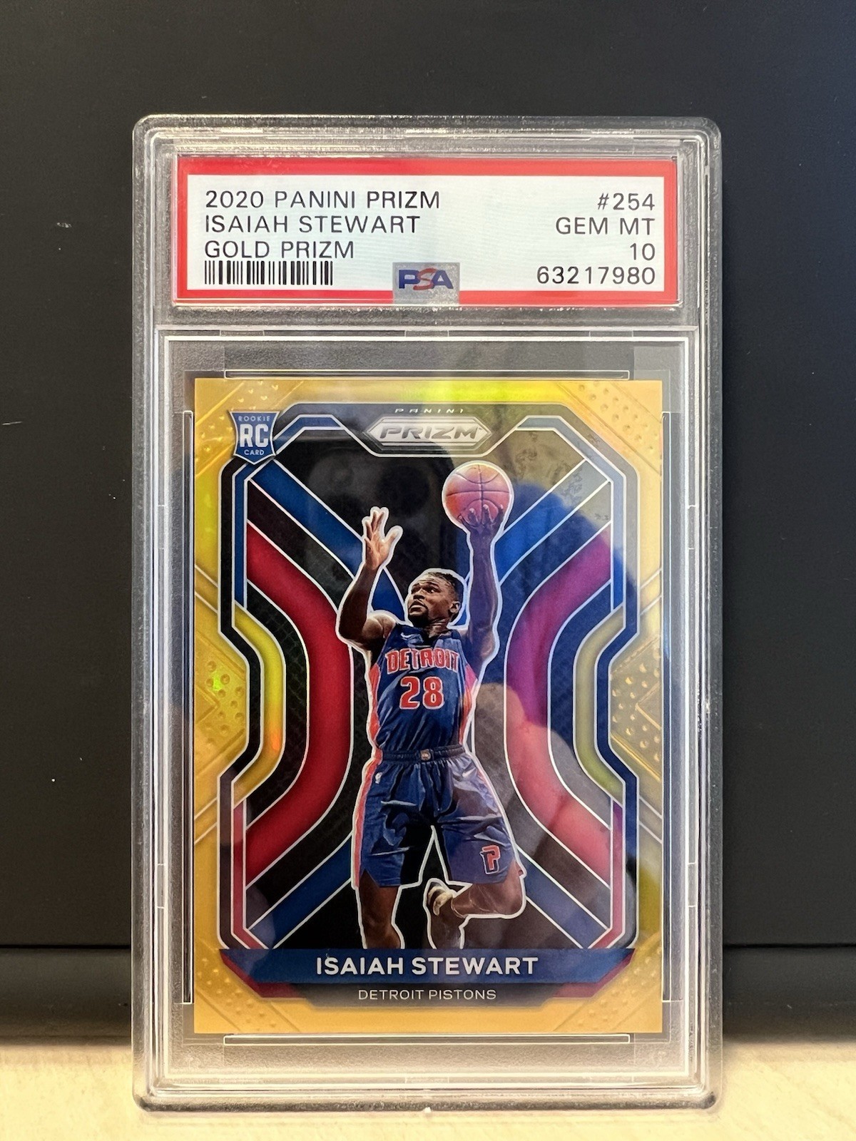 2020 Panini Prizm #254 Isaiah Stewart Gold Prizms Rookie Card RC /10 PSA 10