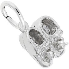 Sterling Silver Baby Shoes Charm - 11mm x 9mm