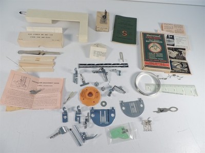 Lot Singer Sewing Machine Attachments Bead Stringer Edge Stitcher Buttonholes