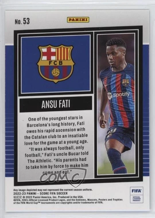 2022-23 Panini Score FIFA Fat Pack Lasers Ansu Fati #53 - Image 2 of 2