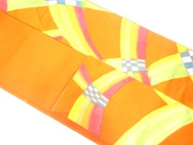 7593004: JAPANESE KIMONO JAPANESE NAGOYA OBI / WOVEN ABSTRACT