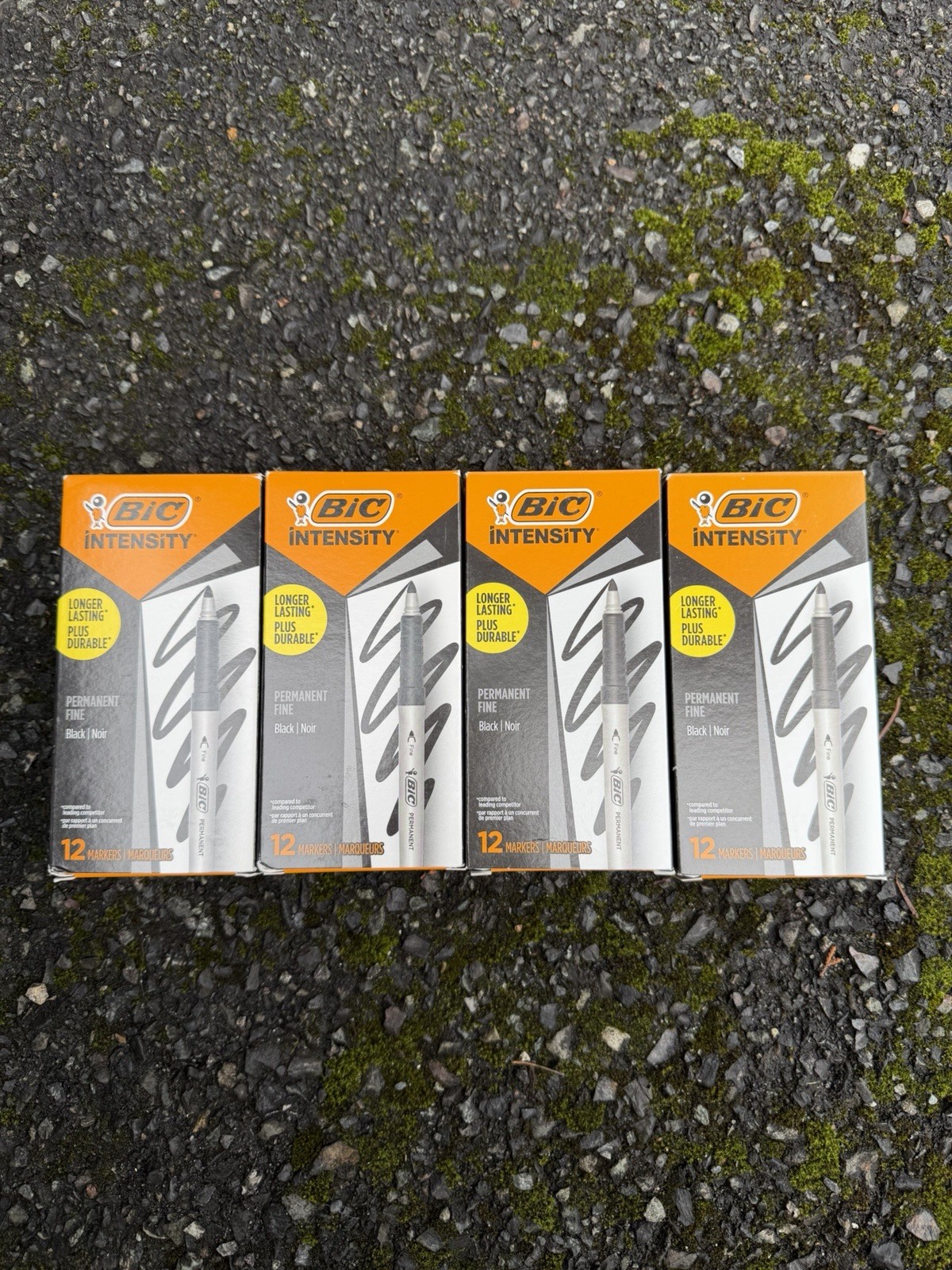 BIC Intensity Marker Fine Tip Permanent Markers, Black 12-Count Pack Bundle Of 4