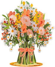 3D Flower Bouquet Pop-Up Card with Keepsake for All Occasions, 10" x 7