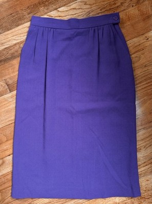 Vintage Jaeger Women s Purple Light Weight Wool Pencil Skirt Size 2/4 US EUC