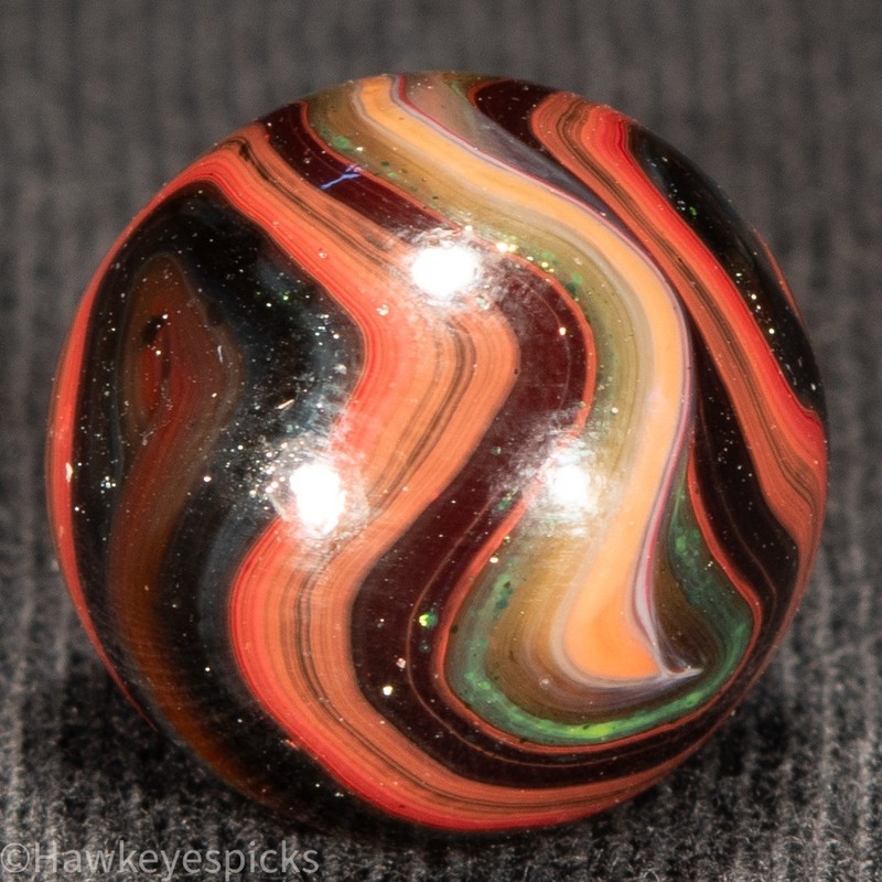 Sammy's REBEL GECKOa OXBLOOD Swirl Marble 5/8"- Mint Hawkeyespicks sg