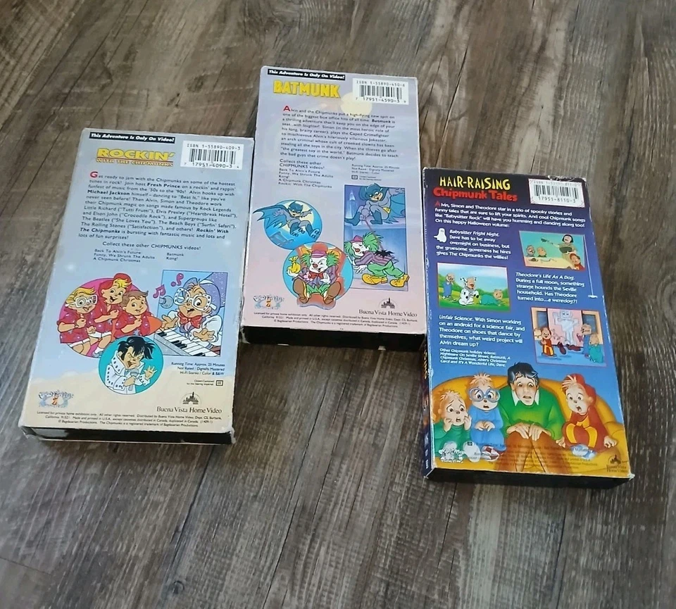 Alvin & The Chipmunks 3 VHS Lot- Free Shipping BATMUNK ROCKIN' HAIR RAISING  - Image 2 of 4