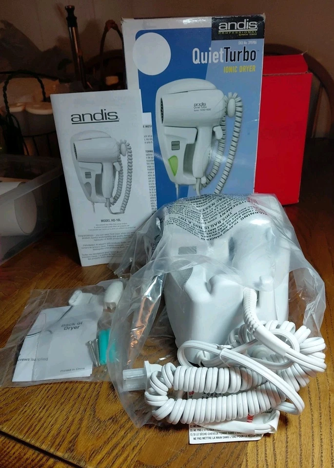 Andis Quiet Turbo Ionic Hair Dryer 1200/1600 Watts Wall Mount Hangup Hair Dryer  - Image 4 of 4