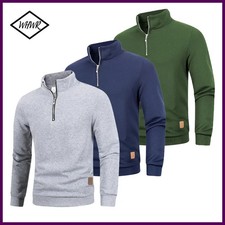 Men's Quarter Zip Long Sleeve Slim Fit Light Mock Neck Pullover Casual Sweaters