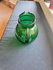 Vintage Crown Crystal Australia Green Ball Jug Pitcher Ribbed Handle Ice Lip — photo 3