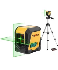 PREXISO Laser Level with Tripod 65Ft Self Leveling Cross Line Green Beam leveler