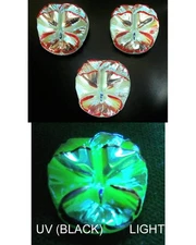 3 Czech VASELINE Glass Buttons #P488 - 24 mm or almost 1" - PANSY WOW!! WOW!!!