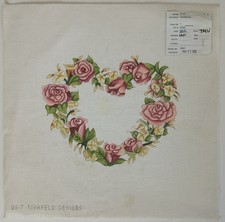 Rishfeld Designs Samantha's Rose Wreath Hand Painted Needlepoint Canvas  READ 