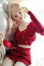 1/4 1/3 BJD Clothes Outfit Knitted Crop Top Cardigan Skirt Red Pink Blue Yellow