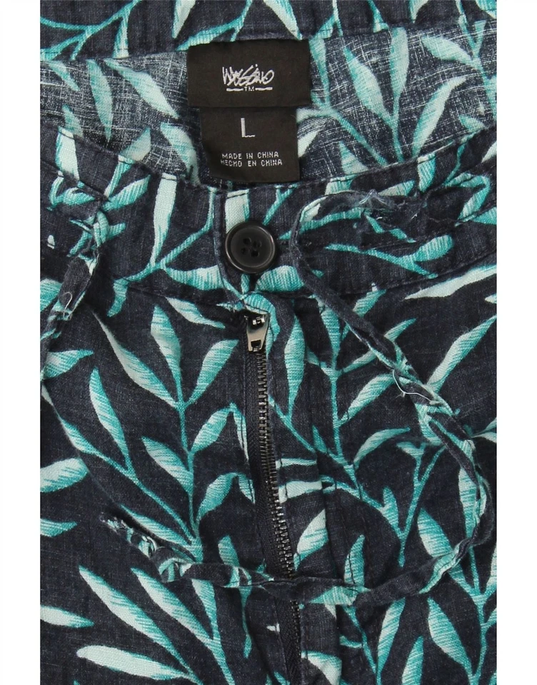 Pantalones Cortos Informales MOSSIMO Para Hombres Grandes W36 Azul Marino Floral Lino AO04 Foto 3 de 3