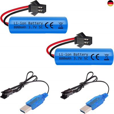 URGENEX 3.7V 800mah Li-ion Battery 2Pack with USB Chargers SM-2P Plug RC