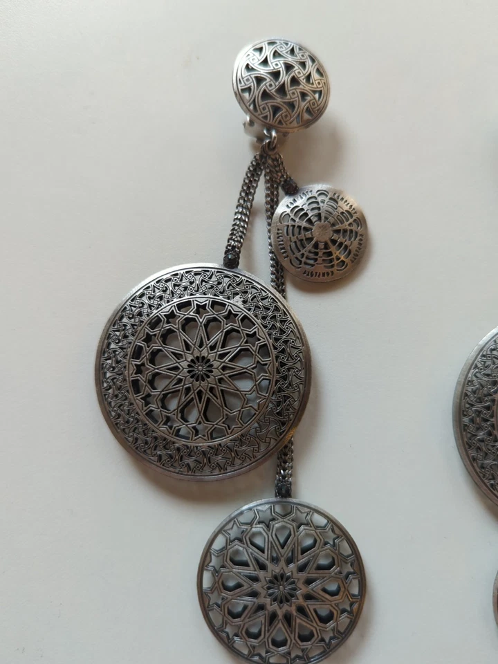 Konplott Shades Of Light Antik Silber große Clips Ohrhänger Ohrringe 13,5cm Top - Bild 2 von 4