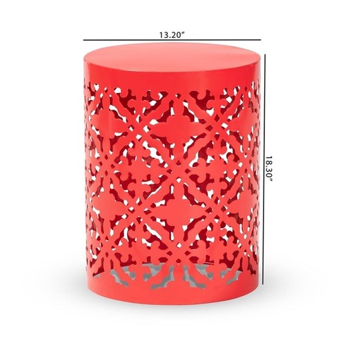 Baxton Studio Jamila Contemporary Red metal Outdoor Side Table - Picture 6 of 7
