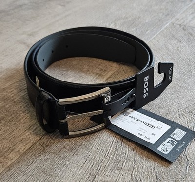 Hugo Boss Ledergürtel Größe 105 cm 40 Zoll in Schwarz Italienisch Elloy UVP 79,00 £ Bitte lesen